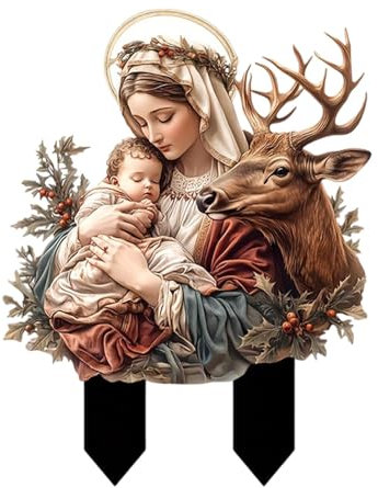 Jungfrau Maria Statue, Jungfrau Maria Statue | Wasserdichte Gartenstecker aus Acryl – bunte Outdoor-Statuen verschönern Ihre Gartendekoration für Familie, Freunde und Kollegen