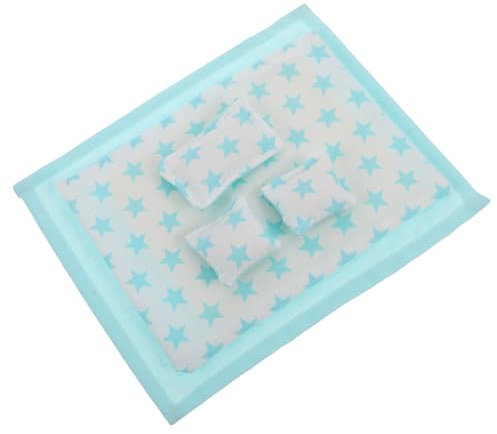 ERINGOGO Miniatur Bettwäsche Satz 1:12 mit Kissen und Decke Weiches Puppenhaus Schlafzimmer Zubehör Realistisches Kleiner Bettlaken für Puppenhaus Dekoration