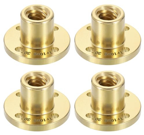QUARKZMAN 4 Pcs Tuerca de Bronce para Husillo Tr10x8, Tuerca Trapezoidal para Husillo Lineal Rosca Acme Reemplazo de Tuerca de Bronce (Paso de 2mm, 4 Inicios, 8mm de Avance)
