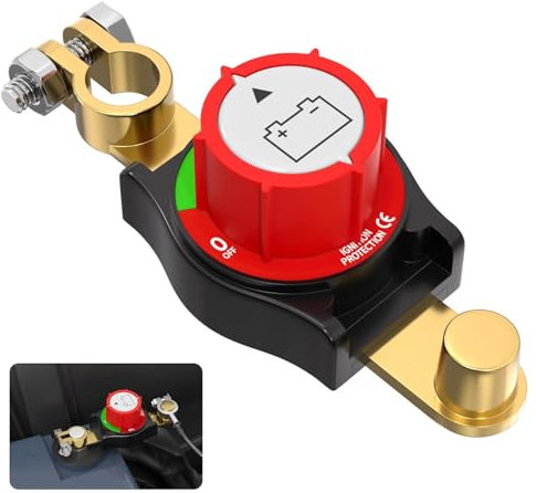 Battery Isolator Switch 12V-48V, Car Battery Disconnect Switch, 3rd Generation Top Post Battery Disconnect Switch Heavy-Duty, Battery Kill Switch for Car, Marine, Boat, RV, Negative On/Off