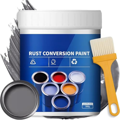 Generisch Weatherproof Rust Converter Paint for Metal,2 in 1 Rust Conversion Paint,Rusts Remover with Brush,Water-Based Metallic Agent for Automotive Steel Tile Renovation