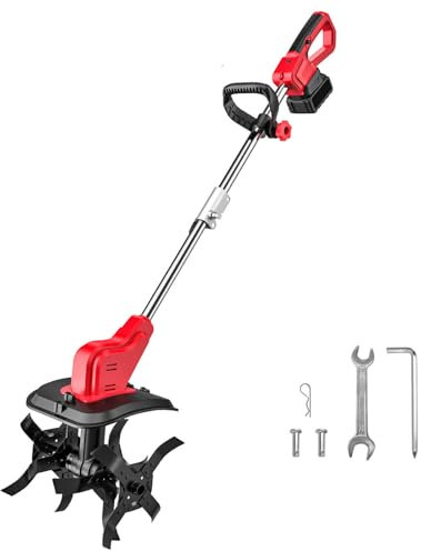 WUIETI Elektro Motorhacke 21V, Gartenfräse 550W, Arbeitsbreite 30 cm, Arbeitstiefe 22 cm, 4 Hackmesser, Klappgriff, bodenfräse zum Wenden der Erde Jäten (ohne Akku und Ladegerät)