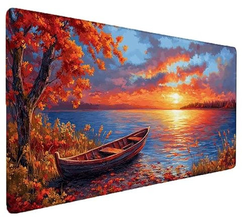 Tapis de Souris Bateau, scène Tapis de Souris Gamer XXL 1500x800x3mm Étanche Antidérapante Mouse Pad avec Coutures sur Les Bords - sous Main Bureau - Accessoire Bureau, pour Gamer, PC, Portable S-616
