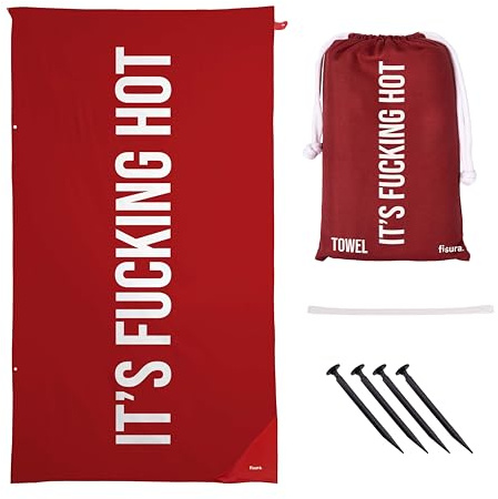 FISURA It's f*cking Hot Strandtuch, Badehandtuch, groß, rot, leicht, Mikrofaser, für Pool, Strand, Camping, Picknick, Anti-Sand, schnelltrocknend, originelles Geschenk, 180 x 100 cm