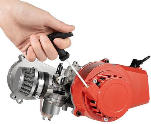 ROMYIX 49CC Motor,2 Takt Pocket bike motor mit Vergaser& Luftfilter, Luftkühlung, Pull Starter, CVT Getriebe, elektronische Zündung, für Kart Mini Atv Mini Dirt Bike Strandfahrrad Roller