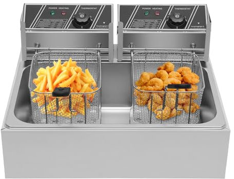 YNAADYH GastroFriteuse, Gasfritteuse, Friteuse Mit Fett, Friteuse Öl, Öl Fritteuse, Wärmebehälter Für Speisen Mit Frittierkorb 60℃ - 200℃ (A5 12,0L 3,2KW)