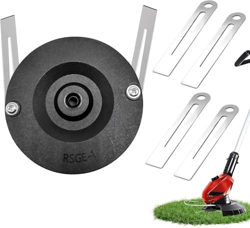 Edelstahl Rasentrimmer Messer,Ersatzmesser,Doppelte Metallklingen mit Unterbodenschutz,Inkl Schneidscheibe & Schrauben,Schneidscheibe Ersatzscheibe Trimmerscheibe für Einhell Akku Rasentrimmer (A+2B)