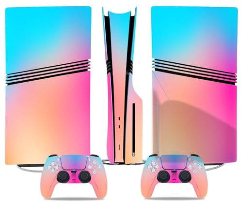 Anti Rayures pour PS5 Pro Skin Disc Edition & pour PS5 Pro Skin Digital Edition Console Et Contrôleur Vinyl Cover Skins Wraps Scratch Resistant Compatible 87868 sans Mousse(Digital Edition)
