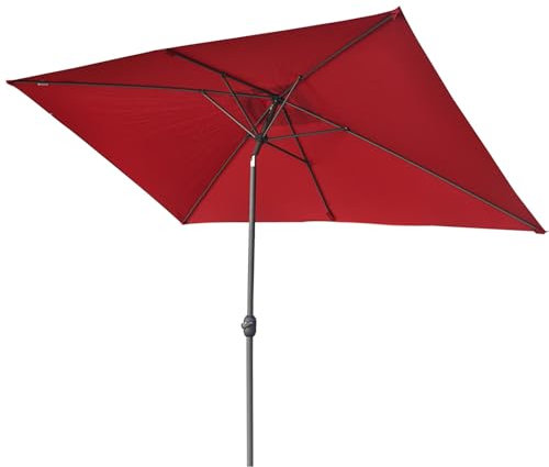 Ombrellone da Giardino 3 * 2.0 M Inclinabile con Manovella, Ombrellone da Esterno con 6 Stecche E Poliestere 180g/㎡, per Cortile, Terrazza E Balcone(Wine Red)