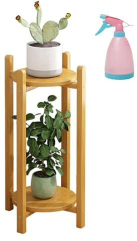 Pflanzenregal Bambus, 3 Ebene Pflanzenständer für Balkon Garten， Blumenständer Indoor Outdoor Sukkulentenständer für Draußen, (Size:2 Tier 66cm/26 H,Color:Style-B)