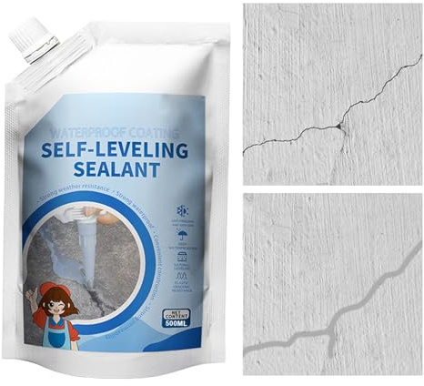Concrete Sealer Outdoor Waterproof | Self-Leveling Wall Leak Paste | Waterproof Penetrating Concrete Cracks Sealer 500ml for Floor Pool Brick Bathtub Deck Basement Patio Roof Bathroom Wall