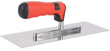 Cazzuola piatta dentellata per pavimentazione e piastrellatura con impugnatura morbida per intonacare il calcestruzzo