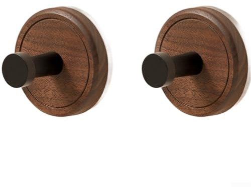 Gancio a ventosa in noce, montaggio a parete senza trapano, resistente porta asciugamani da bagno con forte adesione sottovuoto (2)