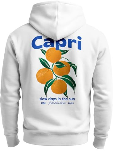 Neverless® Herren Sweatjacke Backprint Capri Orange Fruit Design Zipjacke Zip-Hoodie Männer Fashion Streetstyle