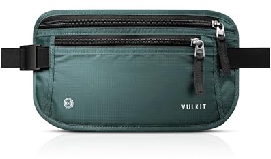 VULKIT Marsupio Portasoldi per Uomo e Donna Porta Passaporto RFID Portadocumenti da Viaggio Borsa Antifurto Sotto Copertura per Passaporti, Carte e Telefono - Ottanio Scuro