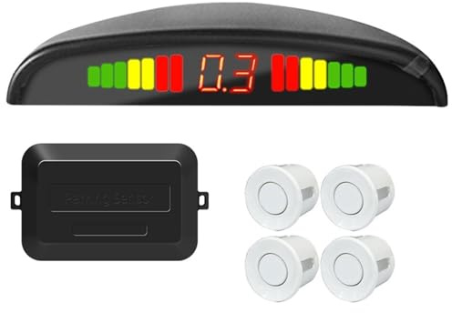Kit de stationnement avec capteurs de recul, écran LED, 4 capteurs, rétroéclairage 22 mm, Radar de recul, 12 V, 8 Couleurs(White)
