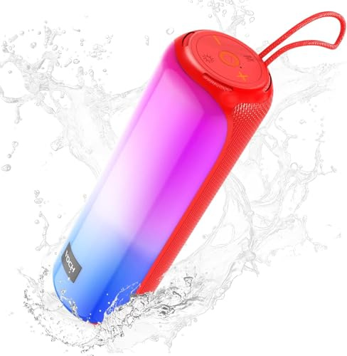 VOCH Portable Bluetooth Speaker with RGB Lights, 40W Stereo Loud Sound, TWS Pairing, Bluetooth 5.3, IPX7 Waterproof Wireless Speaker, 20H Playtime for Party Home Outdoor Travel Camping(Red)