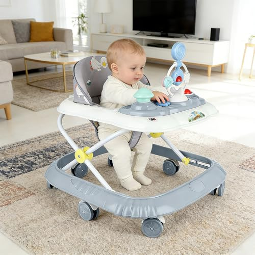 Lauflernhilfen, Lauflernwagen, Laufwagen Baby Walker Spielzeug für Kinder, Baby Spiel und Lauflernhilfe mit Musik und Abnehmbarem Spielboard (YR651615_Blau)