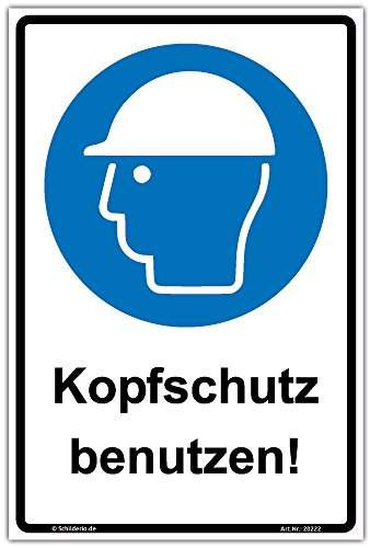 Schild Kopfschutz benutzen ASR 1 3 Hinweisschild 600x400mm Hochformat stabile Aluminiumverbundplatte 3mm stark inkl 4 Eckbohrungen