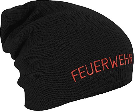 Fan-O-Menal Textilien Longbeanie Slouch-Beanie Mütze Feuerwehr 54506 Farbe schwarz