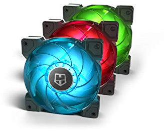 Nox Hummer H-Sync - NXHUMMERHSYNC - Pack de Ventilación LED RGB, 9 aspas traslúcidas, funcion PMW, diseño silencioso optimizado, esquinas soporte de goma, color verde, azul y rojo