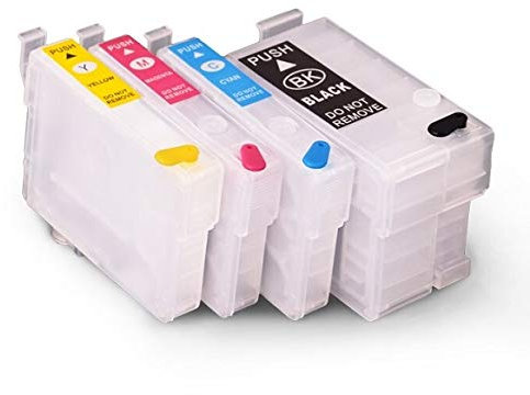 4 wiederbefüllbare Tintenpatronen T27 XL kompatibel mit Epson Workforce WF-3620, WF-3640, WF-7110, WF-7210, WF-7610, WF-7615, WF-7620, WF-7710, WF-7715, WF-7720