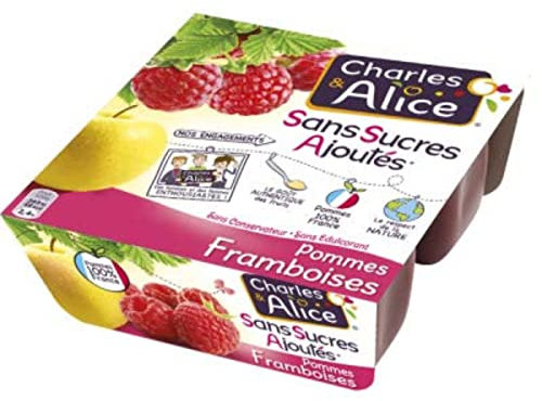 Charles & Alice Dessert pomme framboise sans sucres ajoutés - Les 4 pots de 100g