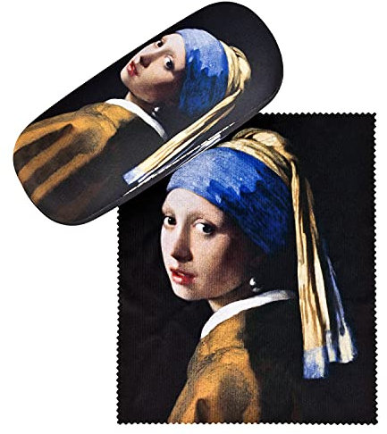 VON LILIENFELD Brillenetui Jan Vermeer: Das Mädchen mit dem Perlenohrring Kunst Motiv Etui Brille Mikrofaser Brillenputztuch Brillenbox Stabiles Hardcase Set mit Stoff bezogen