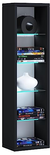 VCM Holz CD DVD Stand Aufbewahrung Standregal Bücherregal Deko Regal Glas Rasato 77, Schwarz