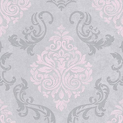 Vliestapete Barock-Tapete Ornament-Tapete 953726 95372-6 Innova Memory 3 | Grau Silber Pink/Rosa | Rolle (10,05 x 0,53 m) = 5,33 m²