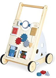 Pinolino Kinderträume Activity-Lauflernwagen Titus, grau, mit diversen Spielmöglichkeiten, gummierten Holzrädern, Linde und MDF, klar und bunt lackiert