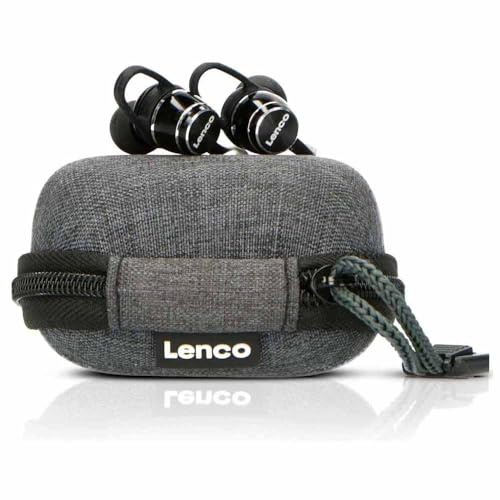 Lenco EPB-160 - Schweißfester Bluetooth Kopfhörer - In-Ear - Bluetooth 5.0 - Li-Ionen Akku mit 100mAh - bis zu 10 Stunden Spielzeit - Powerbank in Tragetasche - Freisprechfunktion - schwarz