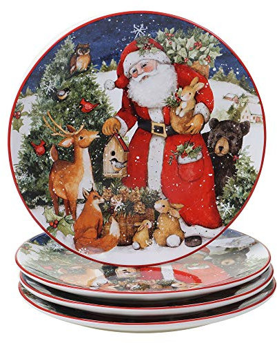 Certified International Magic of Christmas Santa 11 Dinner Plates, Multicolored, Large, Set of 4