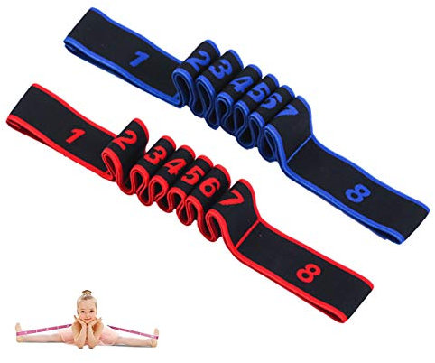 2 Stück Yoga Stretching Band Gymnastikband mit 8 Schleifen Yoga Stretch Gurt Resistance Bands Fitnessbander Yogagurt Stretchband Hochelastischer Widerstandsbänder für Asanas Dehnen Stretchen
