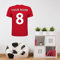 Football Shirt Wall Sticker Personalised Name Number Colour Decal Art Kids Bedroom Gift (90cm Height x 75cm Width)
