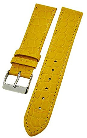 Uhrenarmband Kalbleder Kroko-Struktur verschiedene Farben und Stegbreiten (Gelb, 20mm)
