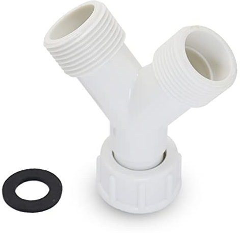 Plastic Appliance Inlet BSP Hose Y-Piece Splitter Connector, 3/4 inch Y Shape Splits 1 to 2 Pipe Connector for Washing Machine Dish Washer, White, 1 Pack