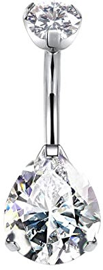 limerencia Bauchnabelpiercing Barbell, 14G Titan Nabelpiercing Hypoallergene Medizinische Piercing Bauchnabel mit Teardrop Opal CZ für Damen