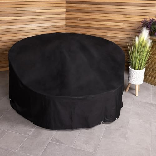 CHARLES BENTLEY Deluxe Rattan Day Bed Cover, Daybed Sofa, Protective Cover, Easy Wipe Showerproof Finish, PVC Polyester, Aluminium Eyelets Cord For Security, Heavy Duty, 2kg, In Black (185x90cm)