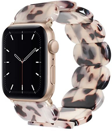 Heesch Bracelet de Montre Connectée Extensible en Résine avec Motif Tortue Compatible avec Apple Watch pour Femme iWatch 7,6,5,4,3,40/38/41 mm