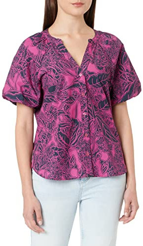 comma Blusa de Manga Corta, 46c4 Fucsia, 44 para Mujer