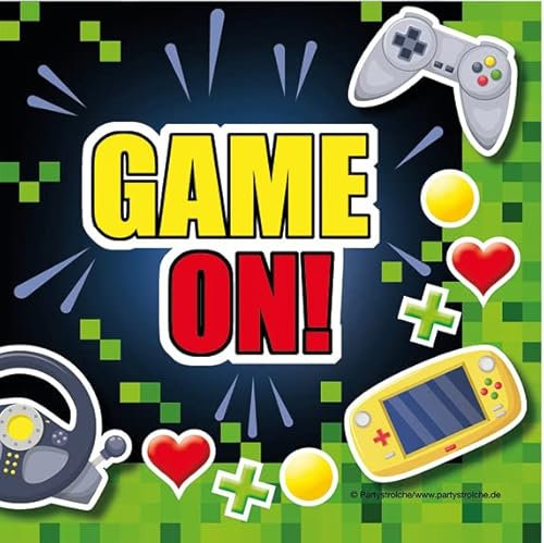 20 Servietten * GAME ON * für Kindergeburtstag und Zocker-Party | Kinder Geburtstag Party Napkins Papierservietten