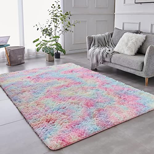 ROHATIM Hochflor Teppich Rund Wohnzimmer Super weich Shaggy Teppich Flauschiger,Soft Area Rug Schlafzimmer Teppiche Super weich Fluffy Kindermatte(grau,100 x 167 cm)