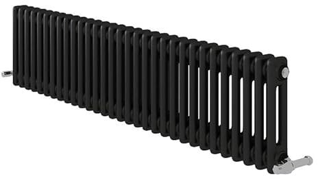300x1415mm Horizontal Anthracite Two Column Radiator + Angled Thermostatic Valve