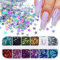 Pentagram Shape Holographic Nail Art Glitter, 12 Color Nail Charms Star Nail Art Sequins Design Supplies DIY Decoration for Women Girls