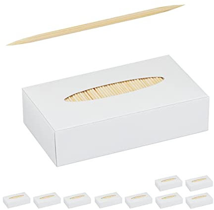 Relaxdays 20000 x Zahnstocher Holz 20.000 x Palillos de Dientes Fina para higiene Dental, canapés y Manualidades, 6,5 cm, Madera Natural, 100%, marrón Claro y Blanco, 0,2 x 6,5 x 0,2 cm