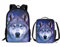 POLERO Wolf Schulrucksack für Kinder Galaxy Wolf Schultaschen für Mädchen Jungen 2er Pack Casual School Büchertasche & Lunch Box, Galaxy Wolf Druck, Einheitsgröße, Schulranzen-Set