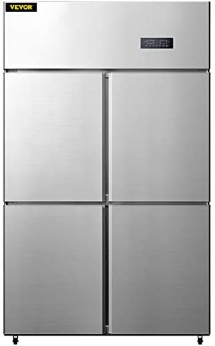 VEVOR Refrigerador Independiente 780 L Gran Capacidad Nevera con Puertas 272 W Nevera y Congelador Independiente 121x70x195 cm Material de Acero Inoxidable, Control de Temperatura Separado 4 Puertas