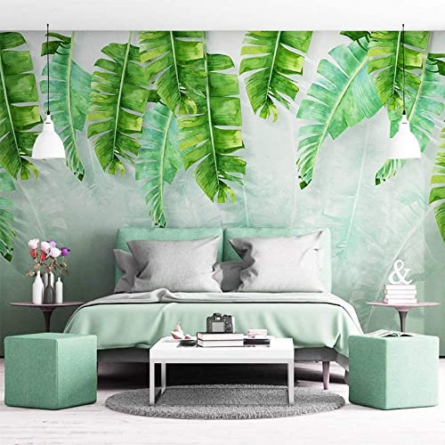 Carta Da Parati Foglie Di Banano Verde Fresco Nordico Carta Da Parati Carte 3D Decorazioni Per La Casa Carta Da Parati Carta Da Parati Sfondi Per Soggiorno Camera Da Letto Pareti Cart 140(L)x70(H) cm