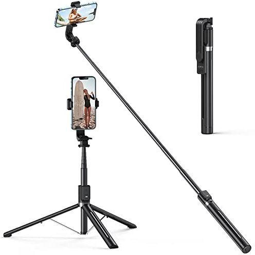 ATUMTEK 150 cm Selfie-Stick, Selfie-Stick mit Abnehmbarer Bluetooth-Fernbedienung, ausziehbarer Selfie-Stick für iPhone und Android, Videoaufnahme, Bloggen und Live-Streaming